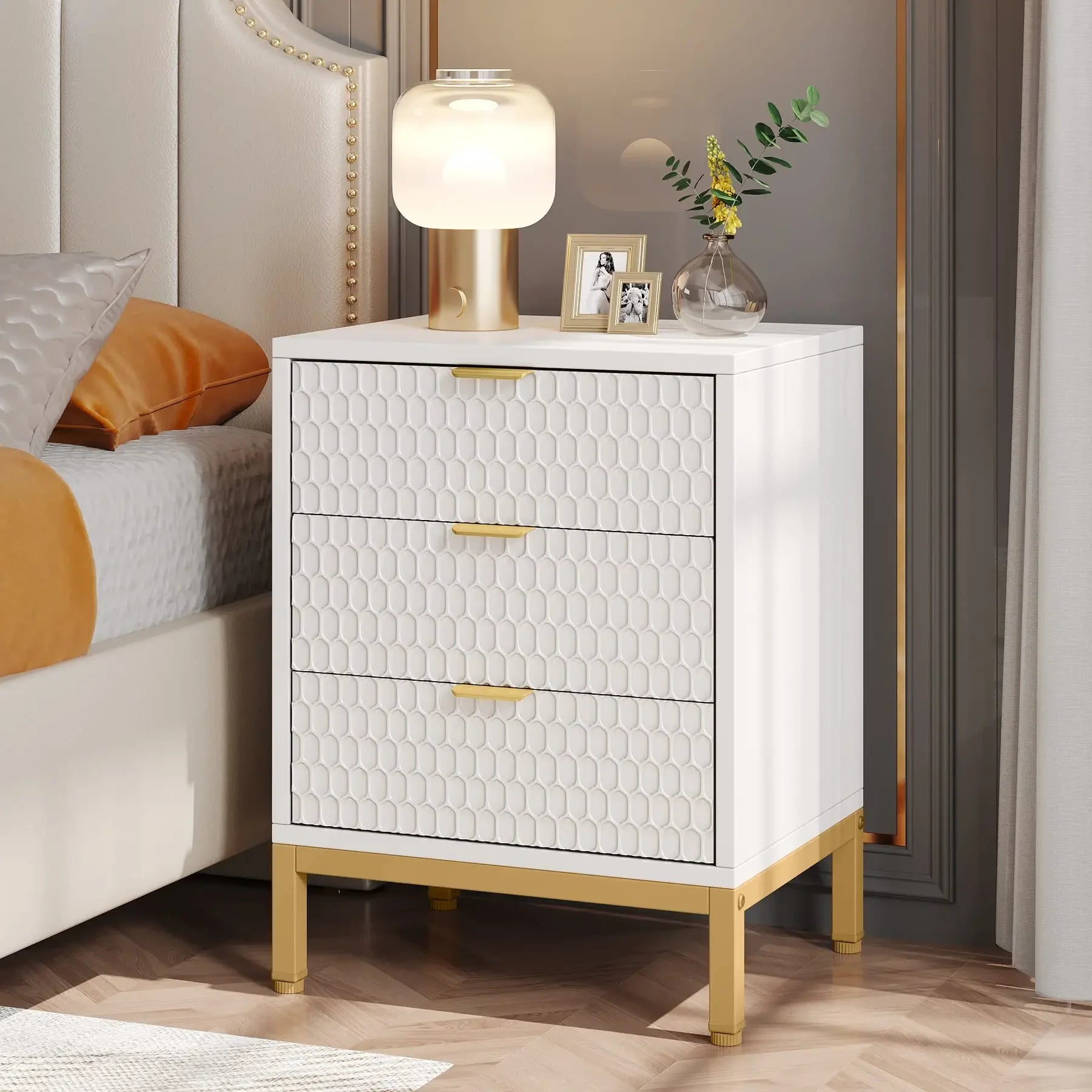 Tribesigns Modern Nightstand, 25.8" Tall Bedside Table with 3 Drawers, Contemporary End Side Table with Storage for Bedroom - Buy online at  Vibe In Cart.