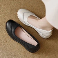 Women's White Soft - Leather Comfortable Wedge Flats - Breathable & Versatile - Buy online at  Vibe In Cart.