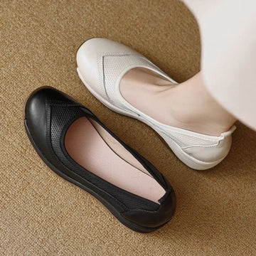 Women's White Soft - Leather Comfortable Wedge Flats - Breathable & Versatile - Buy online at  Vibe In Cart.