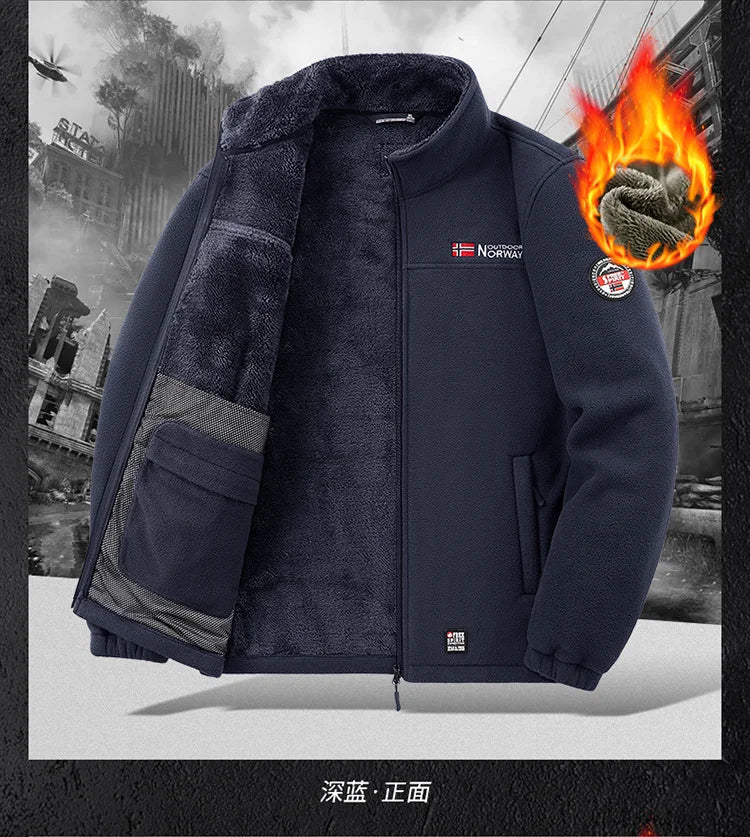 Men's Outdoor Fleece Jacket Thickened Autumn Winter Casual Versatile Comfortable Style Zipper Closure Long Sleeve Unisex Outwear - Buy online at  Vibe In Cart.