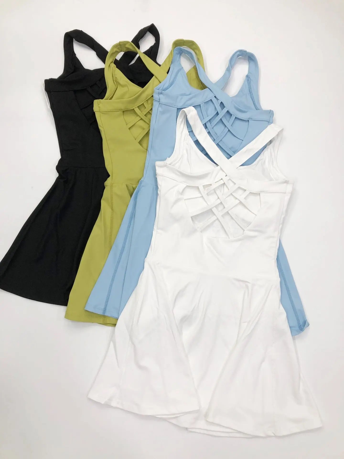 Women Tennis Dress One-Pieces Slim Fit Soft Sports Sets Golf Badminton Skorts Back Cross Tracksuits With Chest Pads Yoga Suits - Buy online at  Vibe In Cart.