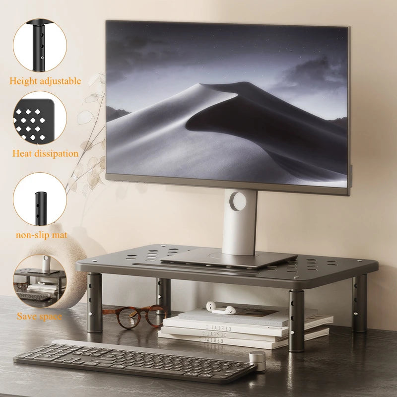 Adjustable Height Desk Monitor Stand for Laptops up to 20 Inches