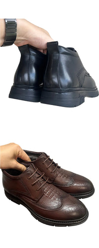 New Men's Short Boots - Genuine Leather Business Shoes with Wool Lining Fashionable and Versatile High-Top Buckle-Up Men's Shoes - Buy online at  Vibe In Cart.