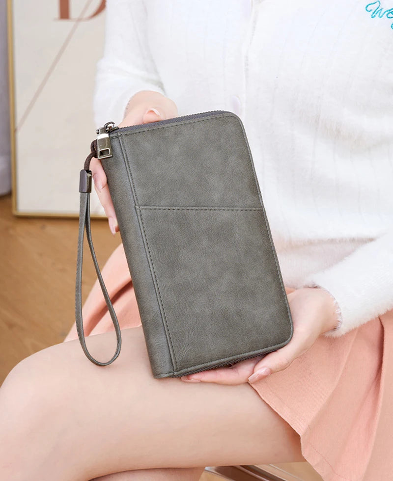 Multifunctional Travel Passport Wallet with RFID Protection in Microfiber Leather
