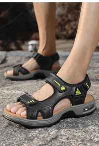 Men's Genuine Leather Breathable Beach Sandals Size 46