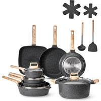 19 Piece Pots and Pans Set Granite Nonstick Cookware Set Induction Cookwares Kitchen RV Cooking Sets with Frying Sauce Saute Te - Buy online at  Vibe In Cart.