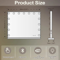 Large Bluetooth Vanity Mirror Makeup Mirror with Lights Hollywood Mirror Touchscreen Control Cosmetic Mirrors with 15 LED Bulbs - Buy online at  Vibe In Cart.