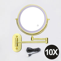 8 Inch Double-Sided Makeup Mirror With 3x-10x Magnification And LED Lights