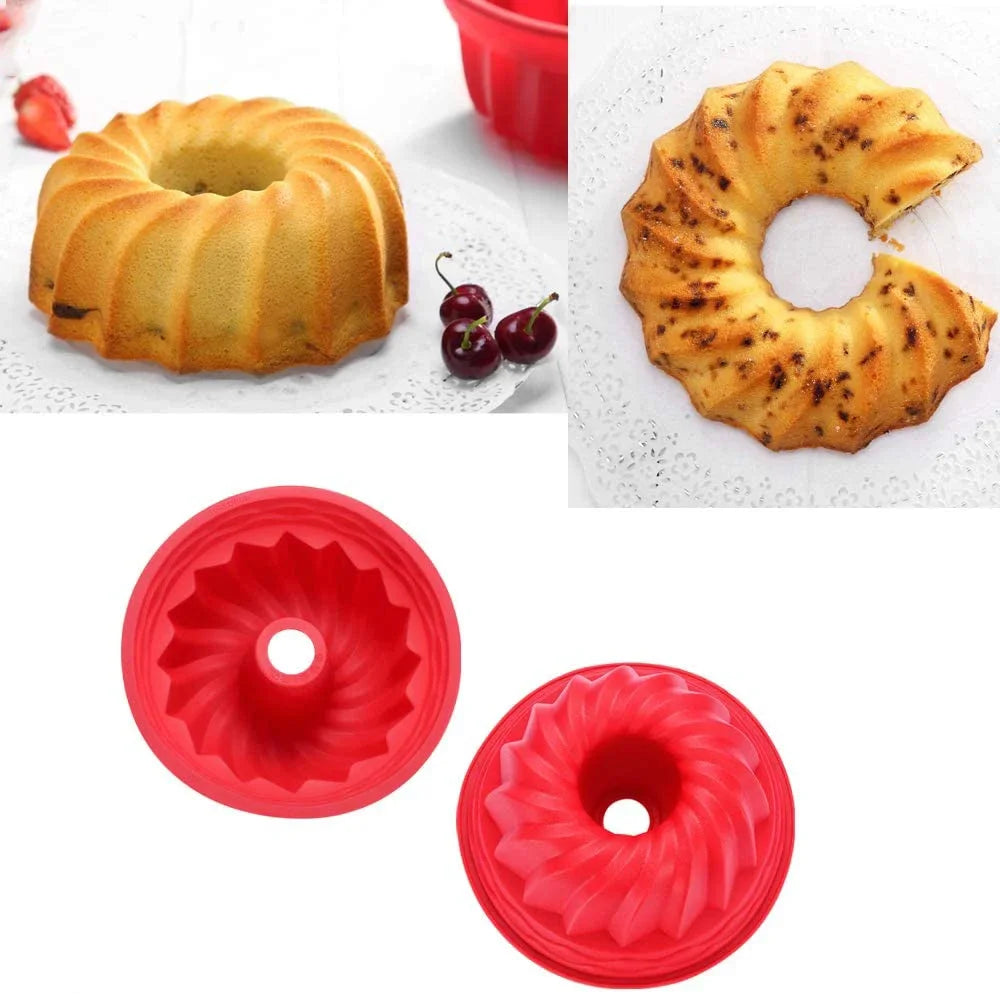 9 Inch Cake Molds Silicone Bakeware Non Stick Mousse Chiffon Pudding Jelly Ice Creams Red Large Hollow Round Kitchen Tools - Buy online at  Vibe In Cart.