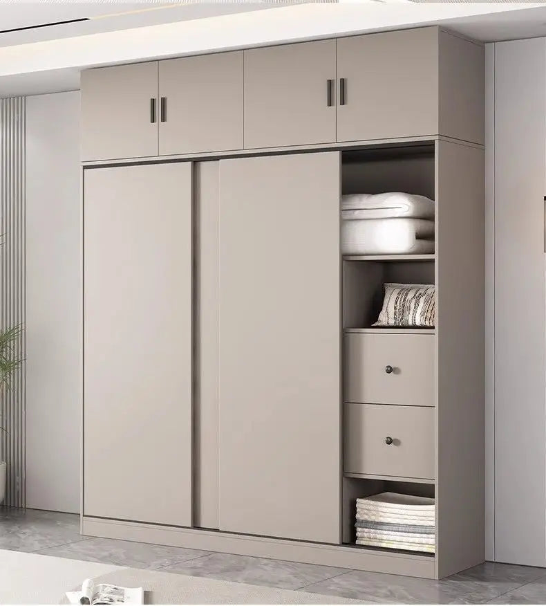 Solid Wood Sliding Door Wardrobe for Adult Bedroom Use