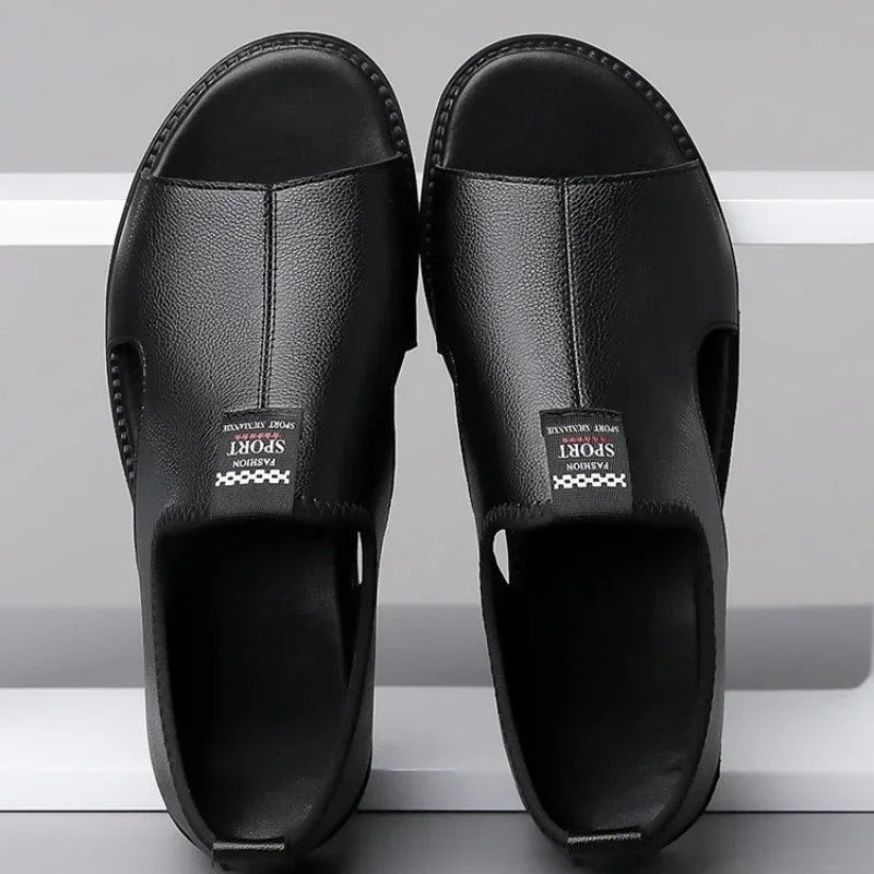 Sandals for Men Brand Casual Shoes Outdoor Fashion Men's Slippers Comfortable Beach Shoes High Quality Leather Men Flat Sandals - Buy online at  Vibe In Cart.