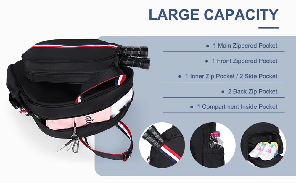 Adjustable Pickleball Paddle Backpack Bag Multi Sport Large Capacity Storage Tennis Racquetball Equipment For Men Women - Buy online at  Vibe In Cart.