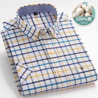 Larger Size 7XL 6XL Classic Men's Short Sleeve Shirt 100% Oxford Cotton Casual College Soft Plaid Stripe Solid Business Slim Fit - Buy online at  Vibe In Cart.