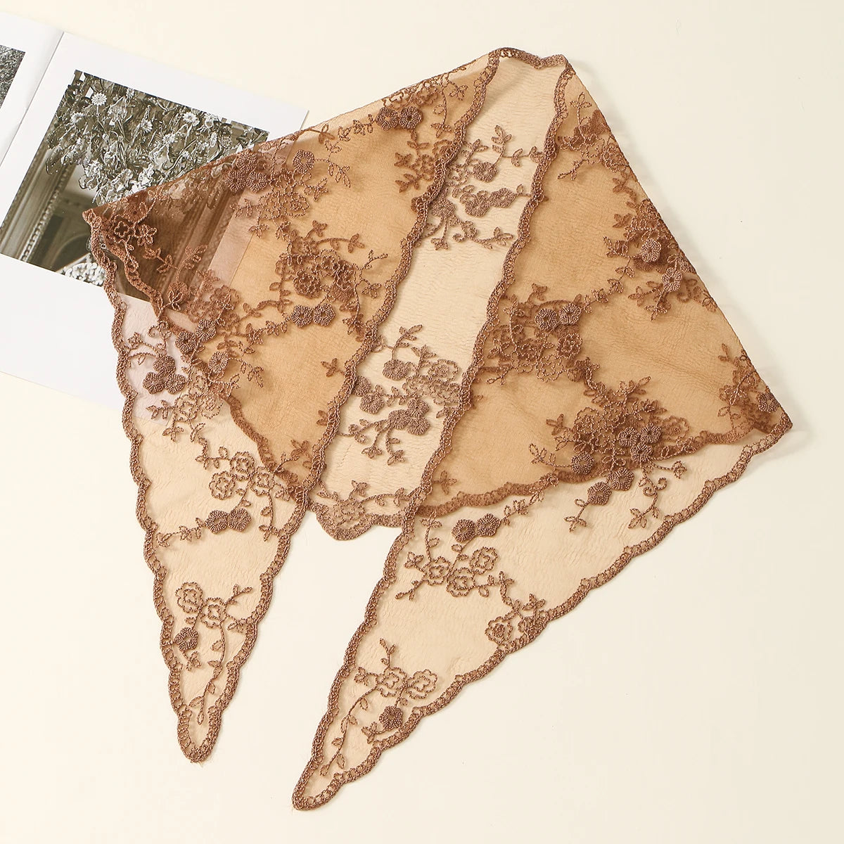 Adult Women's Triangular Lace Polyester Hair Scarf Accessory