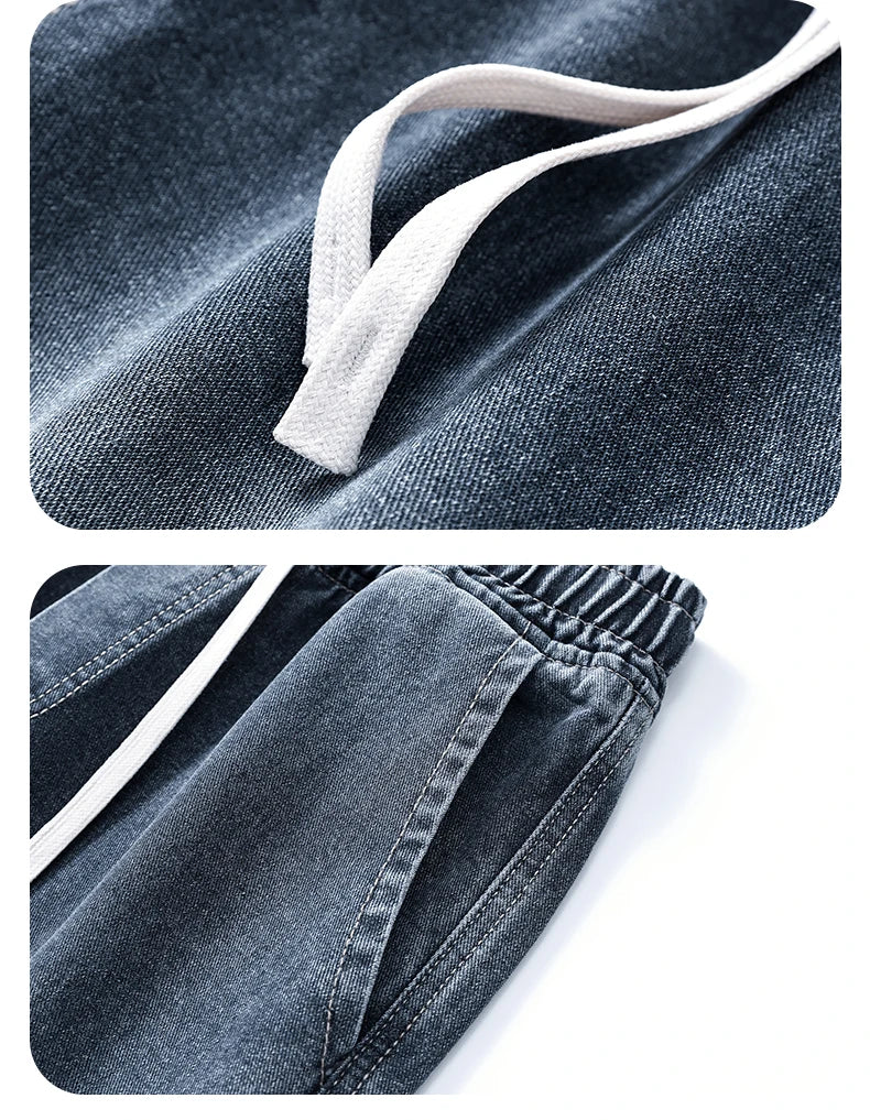 Men's Loose Wide-Leg Straight Casual Baggy Jeans in Black, Grey, and Blue