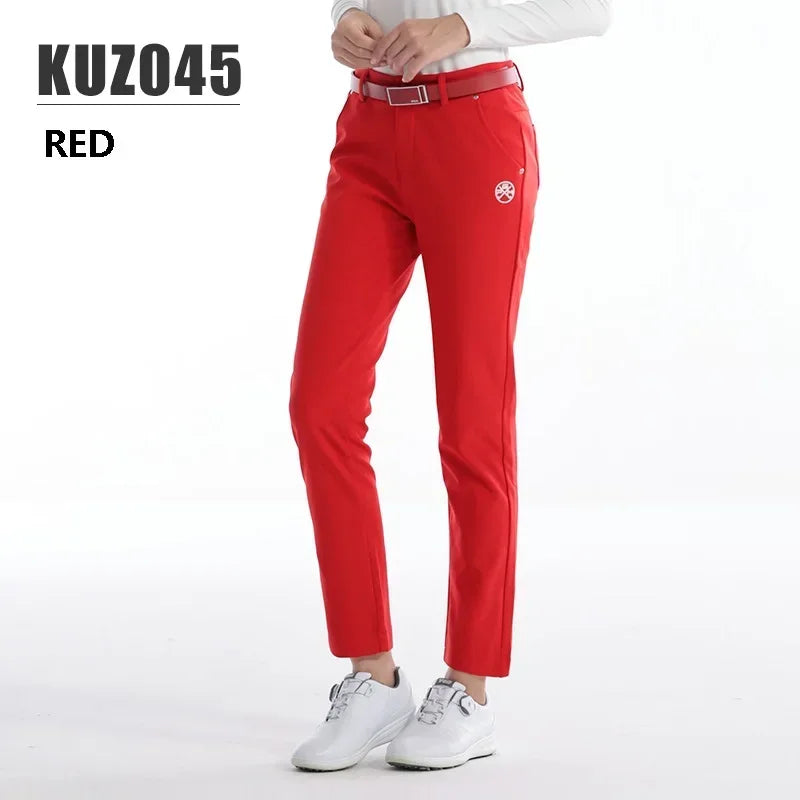 Women's Winter Warm Thick Fleece Golf Pants Straight Full Length