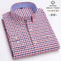 Men's Long Sleeve Plaid Cotton Formal Shirt Regular Fit S-7XL