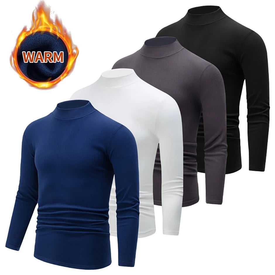 1/2piece Autumn And Winter Men's Semi High Neck Fashionable Base Long Sleeved Top Solid Color Casual Sports Fitness Warm T-shirt - Buy online at  Vibe In Cart.