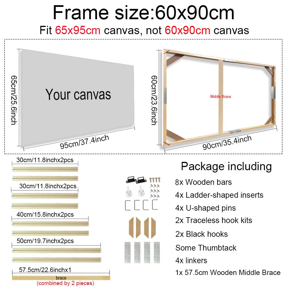 Wooden Rectangle Painting Frames in Sizes 50x70cm, 60x90cm, 60x120cm