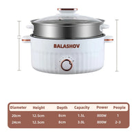 3L Portable Multifunctional Electric Rice Cooker with Non-Stick Double Layer Pan