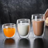 2-6PCS Double Wall High Borosilicate Glass Mug Heat Resistant Tea Milk Espresso Coffee Juice Water Cup Bar Drinkware Gift - Buy online at  Vibe In Cart.