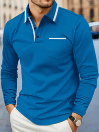 Spring and fall best-selling fashion golf men's lapel pocket comfortable casual sports solid color long sleeve breathable top - Buy online at  Vibe In Cart.
