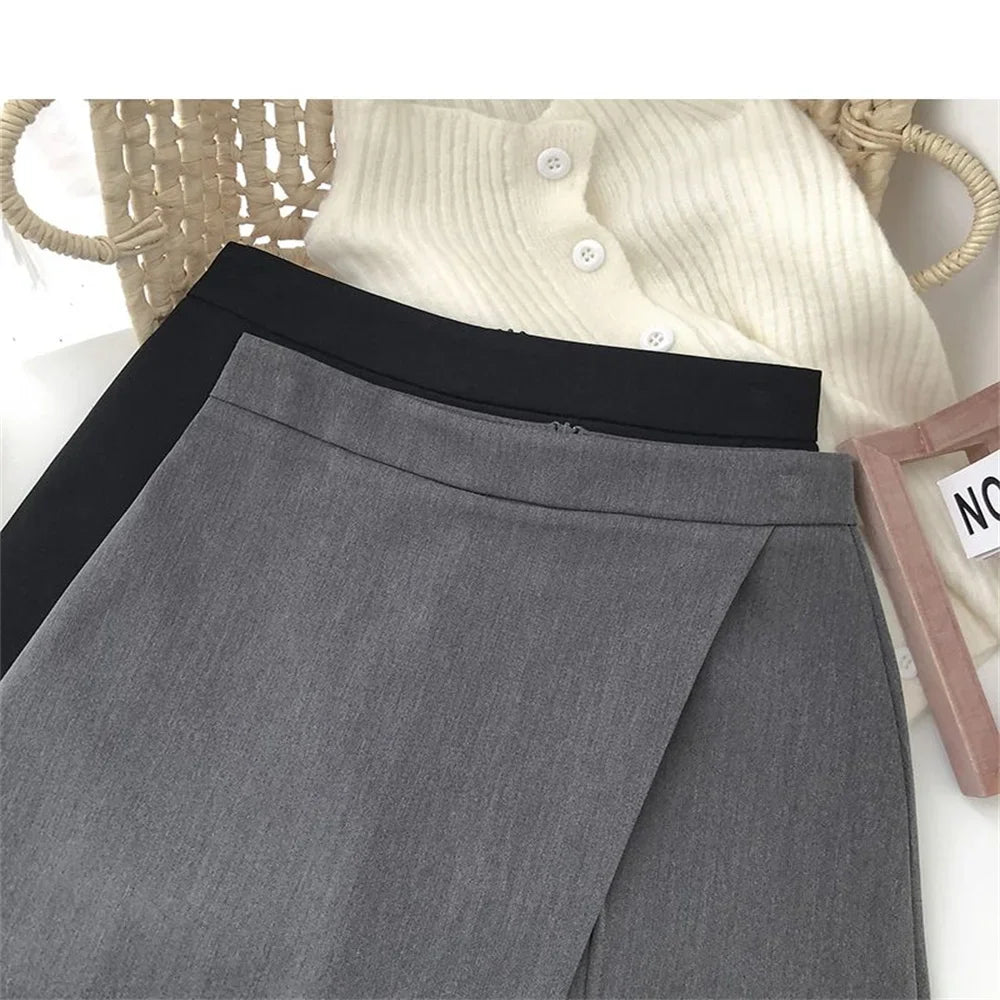2025 Black Grey Irregular Skirt A-line Women High Waist Skirt Korean Fashion Zipper All Matched Shorts Skirts vintage for women - Buy online at  Vibe In Cart.