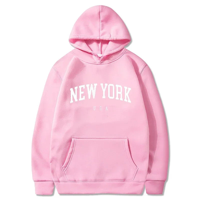 Men Women New York U.S.A City Hoodies Fashion Letter Printed Graphic Sweatshirts Loose Casual Harajuku Hooded Pullover Sportwear - Buy online at  Vibe In Cart.