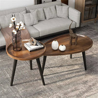 Round Coffee Table Set of 2 Rustic for Living Room Modern Nesting Tables for Balcony Office with Wood Table Top And Metal Legs - Buy online at  Vibe In Cart.