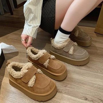 2025 New Winter Women's Platform Snow Boots, Warm Fleece Lined Ankle Boots with Magic Strap, Soft Sole Indoor Outdoor Shoes - Buy online at  Vibe In Cart.