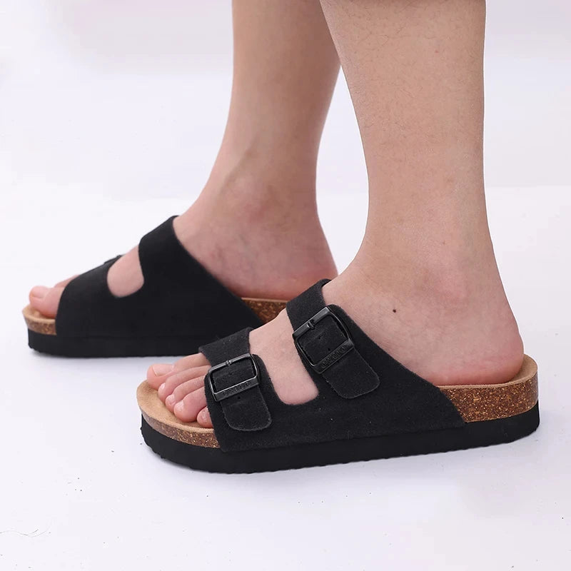 Men's Arch Support Slides Sandals With Adjustable Buckle