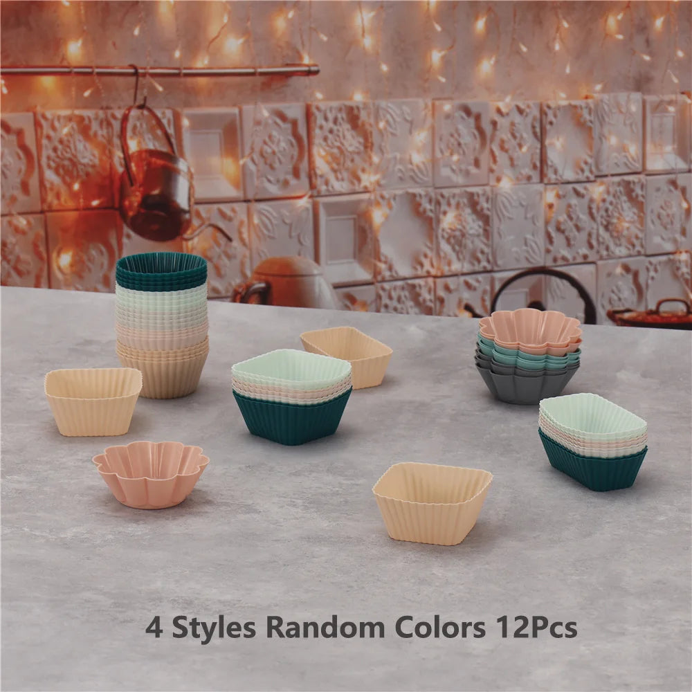 12pcs/Set Silicone Cake Mold Round Shaped Muffin Cupcake Baking Molds Kitchen Cooking Bakeware Maker DIY Cake Decorating Tools - Buy online at  Vibe In Cart.