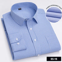 Men's Long Sleeve Plaid Stripe Shirt With Single Pocket For All Seasons