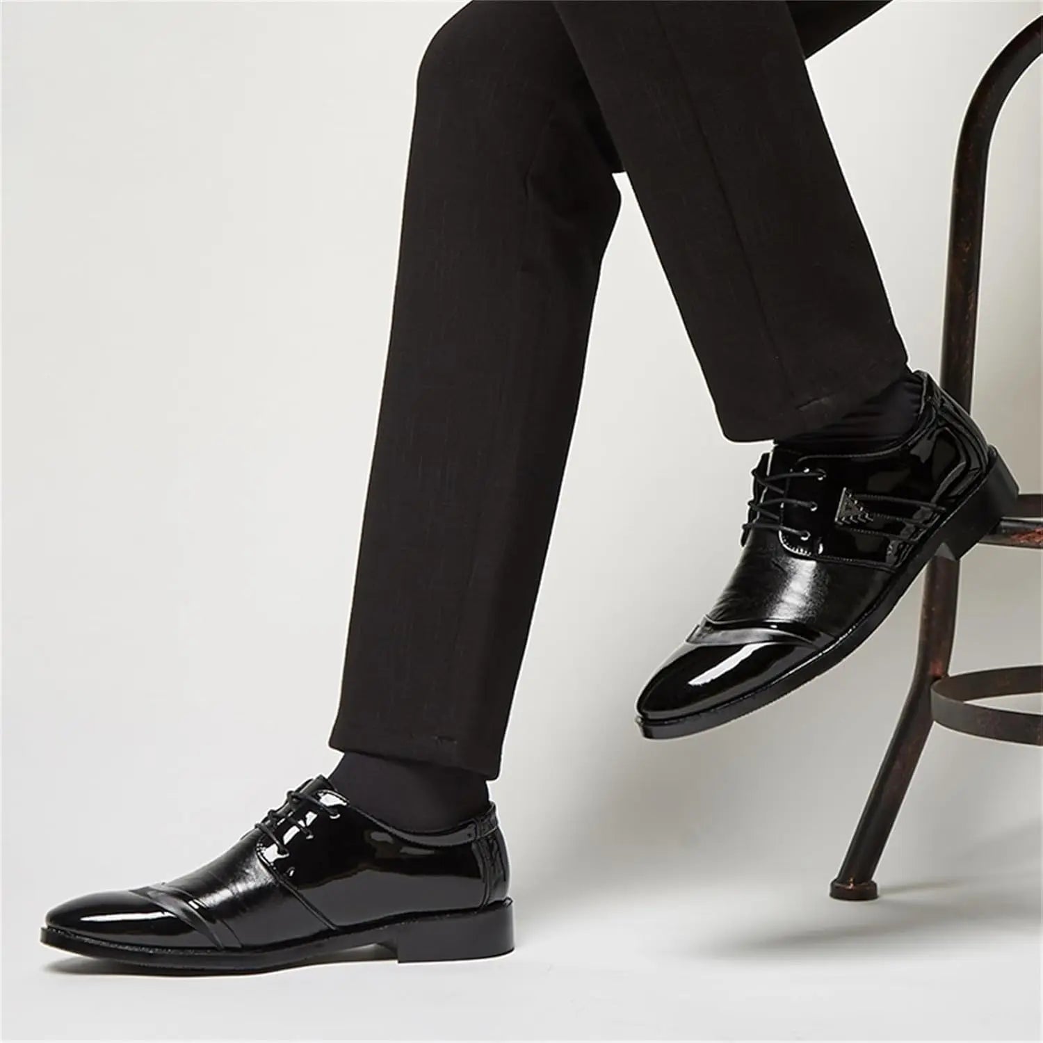 Mens Lace Up Dress Shoes Modern Formal Business Casual Office Suit Tuxedo Patent Leather Oxford Shoes - Buy online at  Vibe In Cart.