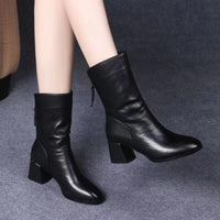 2024 New Women Versatile Leather Boots Fashion antislip high heels female Casual comfortable boot External Wear Trendy shoes - Buy online at  Vibe In Cart.