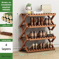 Folding Multi-Level Bamboo Shoe Rack for Living Room Storage