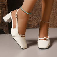 2026 New Spring Summer Thick High Heel Women Sandals Fashion Square Toe Singbacks Mules Shoes Ladies Elegant Dress Pumps - Buy online at  Vibe In Cart.