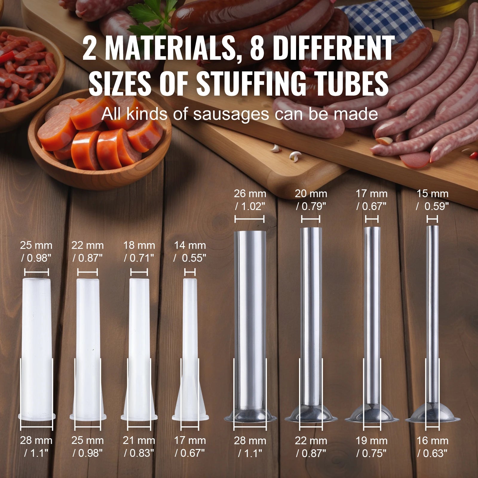 SucceBuy 2.5L Manual Sausage Stuffer Food-Grade Stainless Steel & 8 Stuffing Tubes for Home Kitchen Restaurant Commercial - Buy online at  Vibe In Cart.