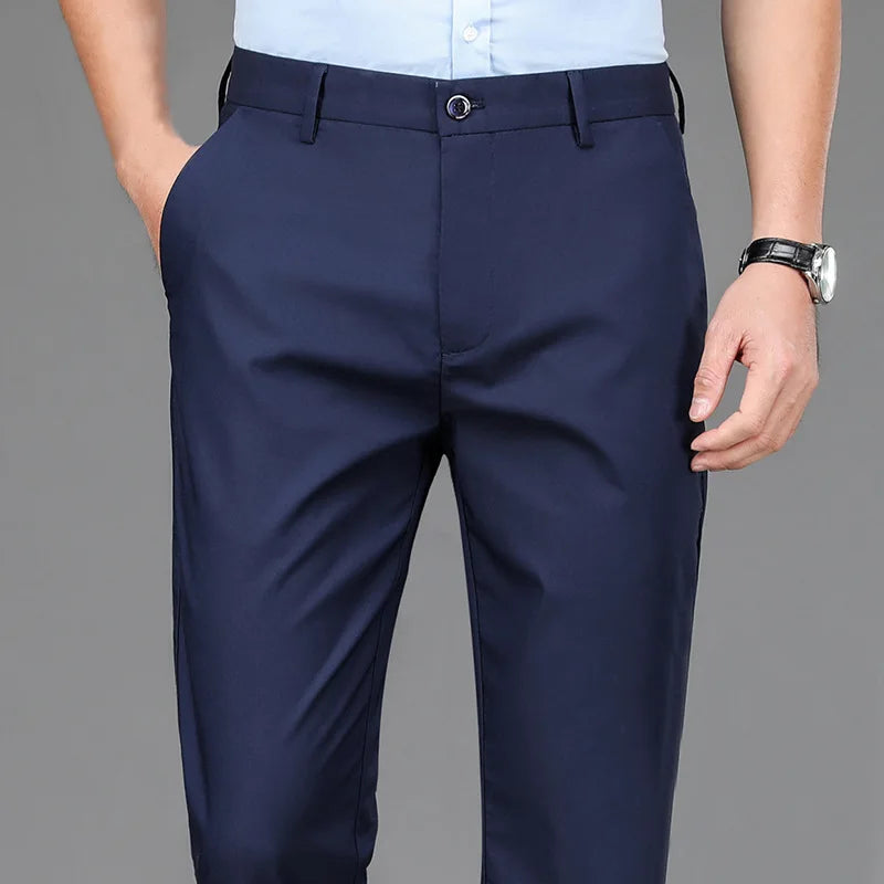 Male Pants Stretch Solid Black Smart Casual Men's Trousers Office Quick Dry Suit Pants New Spring Autumn Korean Straight Pants - Buy online at  Vibe In Cart.
