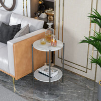 LUVODI 2-Tier Round Coffee End Tables Sofa Side Table Plant Stand with Storage Shelf Metal Frame for Living Room Bedroom - Buy online at  Vibe In Cart.