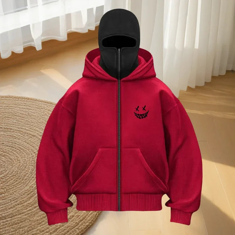 Men's fashion fitness street designer hoodie, autumn and winter fashion casual zipper hoodie, loose masked sweatshirt - Buy online at  Vibe In Cart.