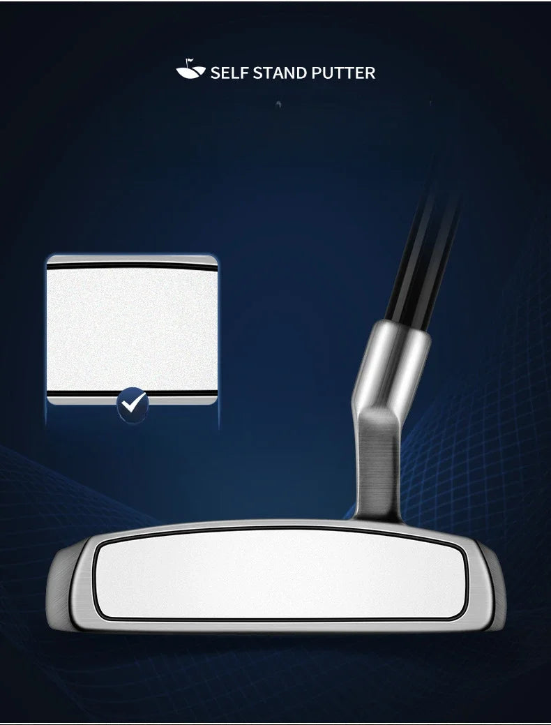 Left Handed Men's Standing Golf Putter with Ball Pickup, Silver Black