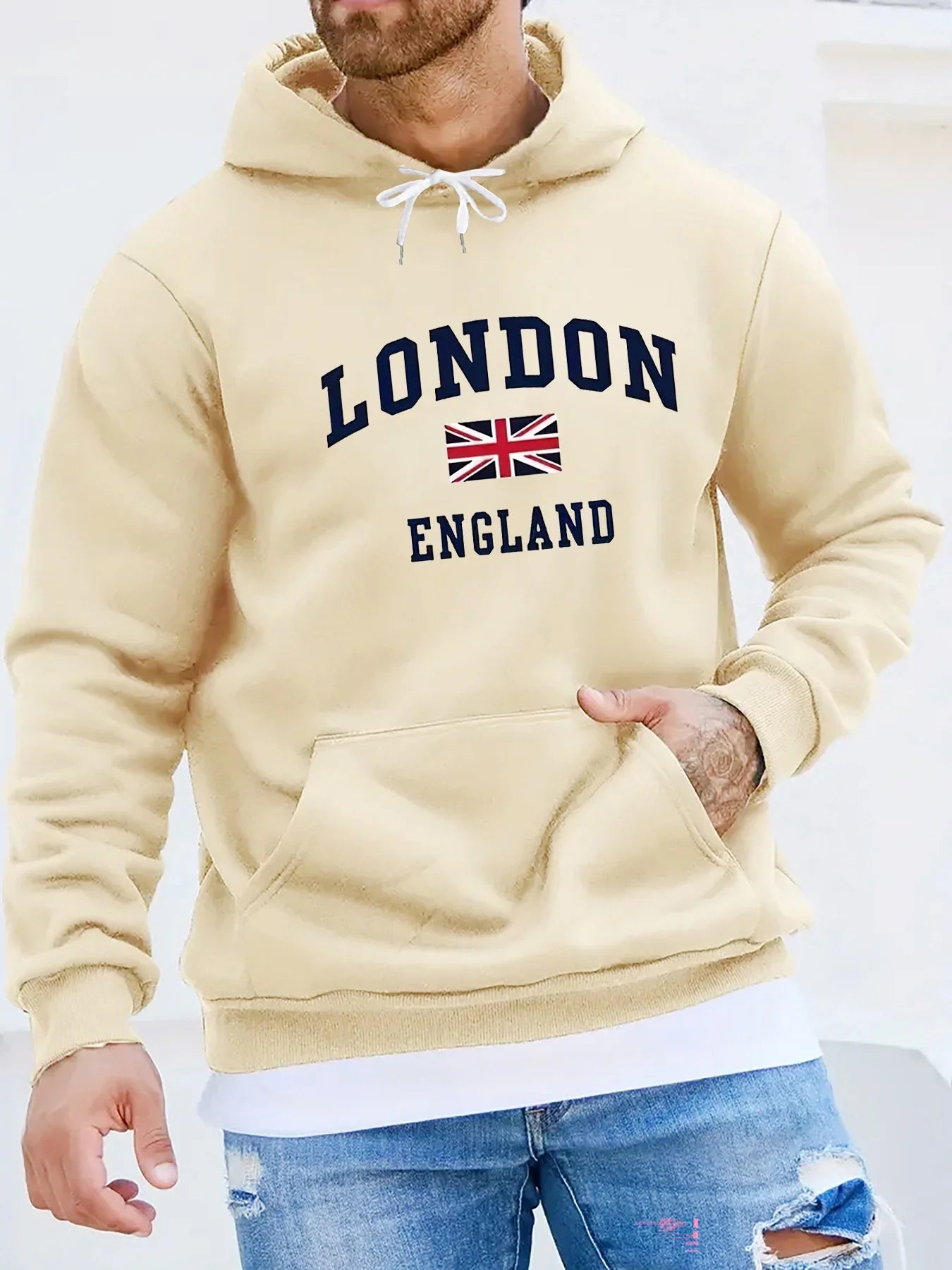 Men's autumn and winter casual and fashionable loose hooded sweatshirt, printed long-sleeved warm pullover - Buy online at  Vibe In Cart.