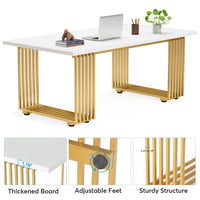 Tribesigns Modern Office Desk, 70.9" Wooden Computer Desk,Executive Desk with Gold Metal Legs, Large Workstation Home Office - Buy online at  Vibe In Cart.