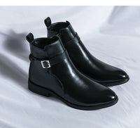 Men's Waterproof Ankle Riding Boots with Zipper and Low Heel