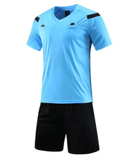 Men's Polyester Soccer Referee Uniform with Jersey and Shorts