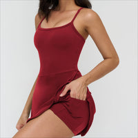 Tennis Dress with Shorts Underneath Women Golf Wear Above Knee Length White Sport Dresses with Shorts Outfit Fitness Workout