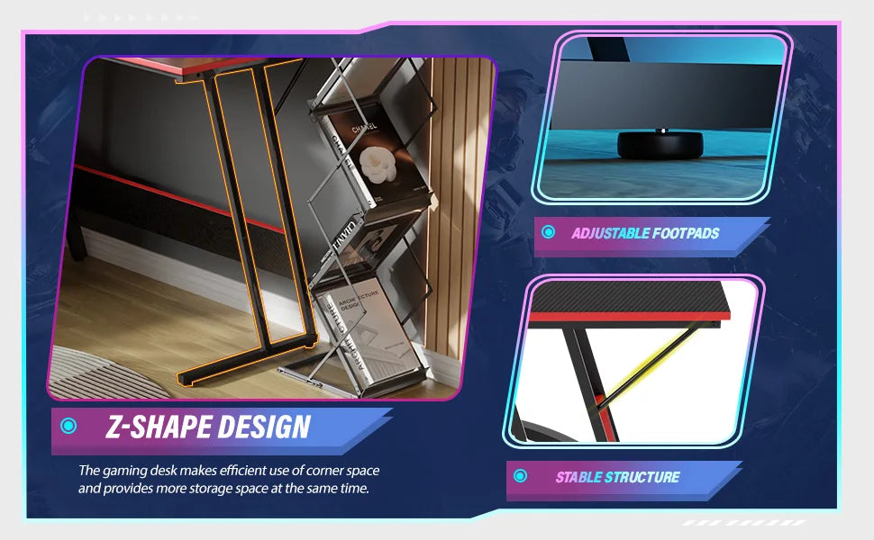 Gaming Desk L Shaped Corner Computer Desk, Home Office Desks Writing Workstation with Large Monitor Stand Easy to Assemble - Buy online at  Vibe In Cart.