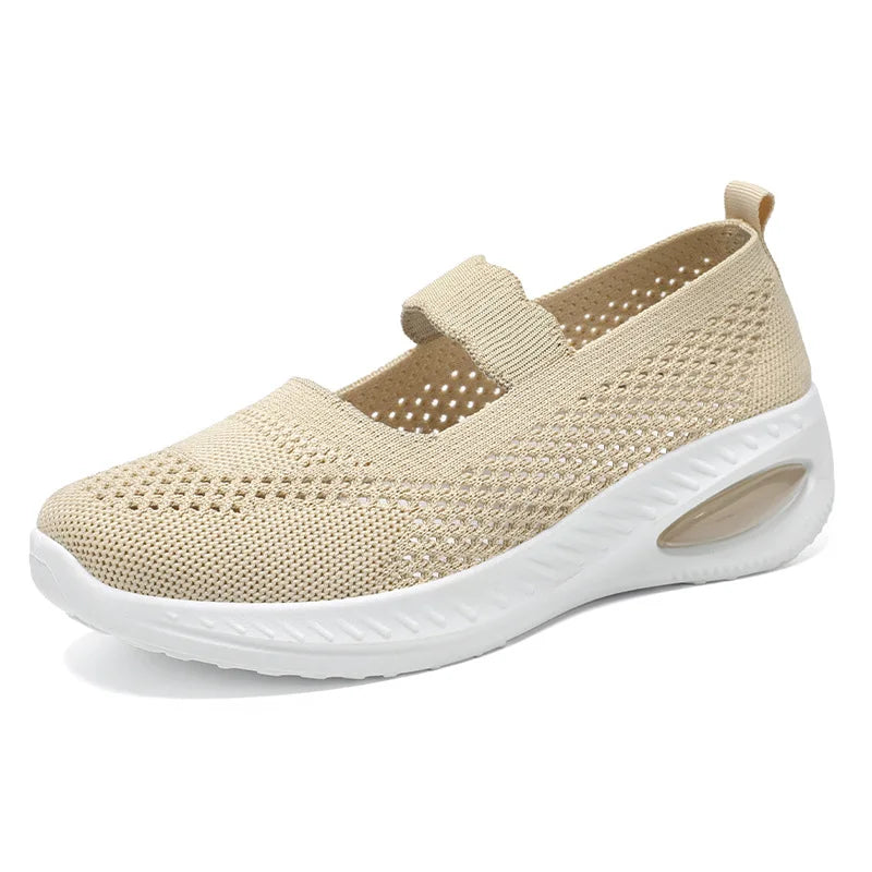 Women's Platform Casual Flats Slip-On Mesh Breathable Walking Shoes