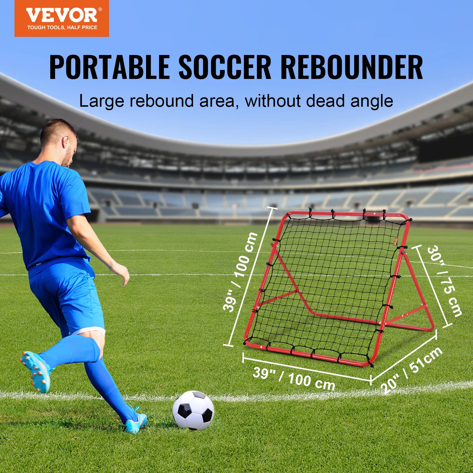 VEVOR 39X39FT Soccer Rebounder Rebound Net Portable Football Training Gifts Adjustable Angles Goal Net Aids & Equipment - Buy online at  Vibe In Cart.